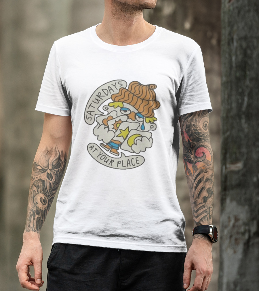 Saturdays At Your Place Cartoon Character With Beanie T-Shirt