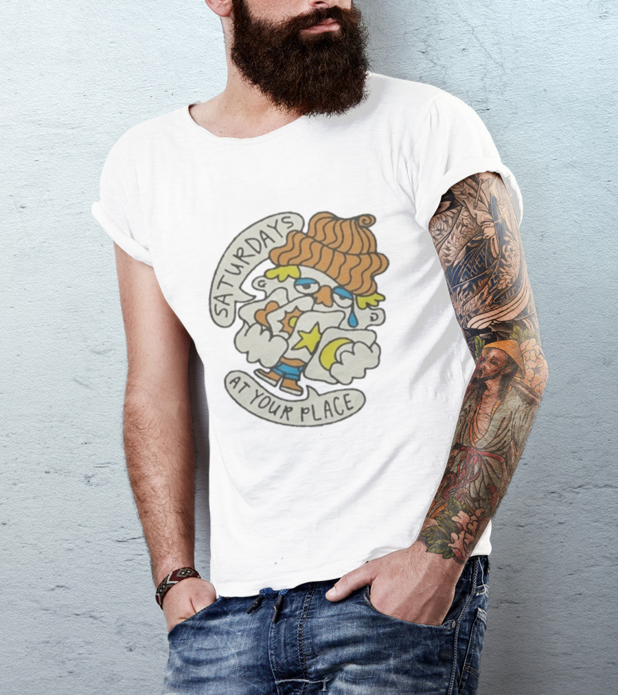 Saturdays At Your Place Cartoon Character With Beanie T-Shirt
