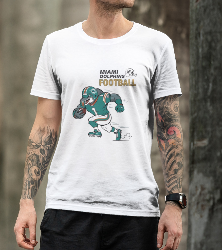 Miami Dolphins Aqua Rush Football Helmet Player T-Shirt