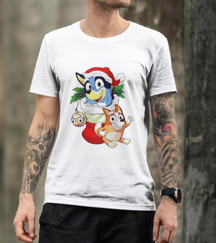 Bluey Christmas Stocking Stuffer Pups Bingo Holiday T-Shirt