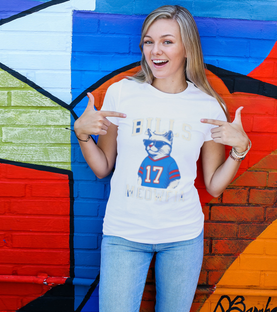 Bills Meowfia Cat 17 Jersey Buffalo Fan Football Sports T-Shirt