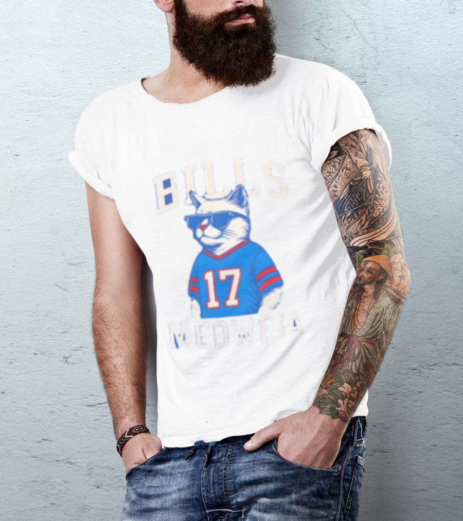 Bills Meowfia Cat 17 Jersey Buffalo Fan Football Sports T-Shirt