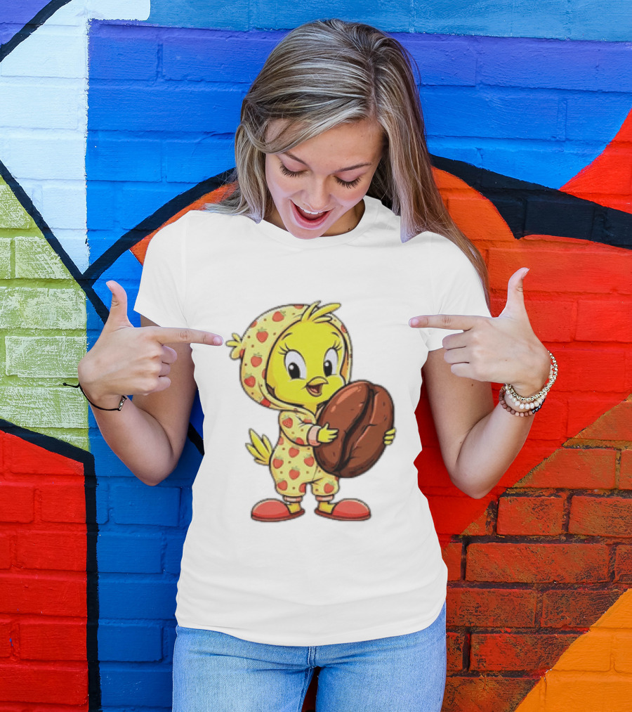Tweety Coffee I Haven't Lost My Mind Half Of It Just Wandered Off Pajamas With Strawberry Onesie And Coffee Bean T-Shirt