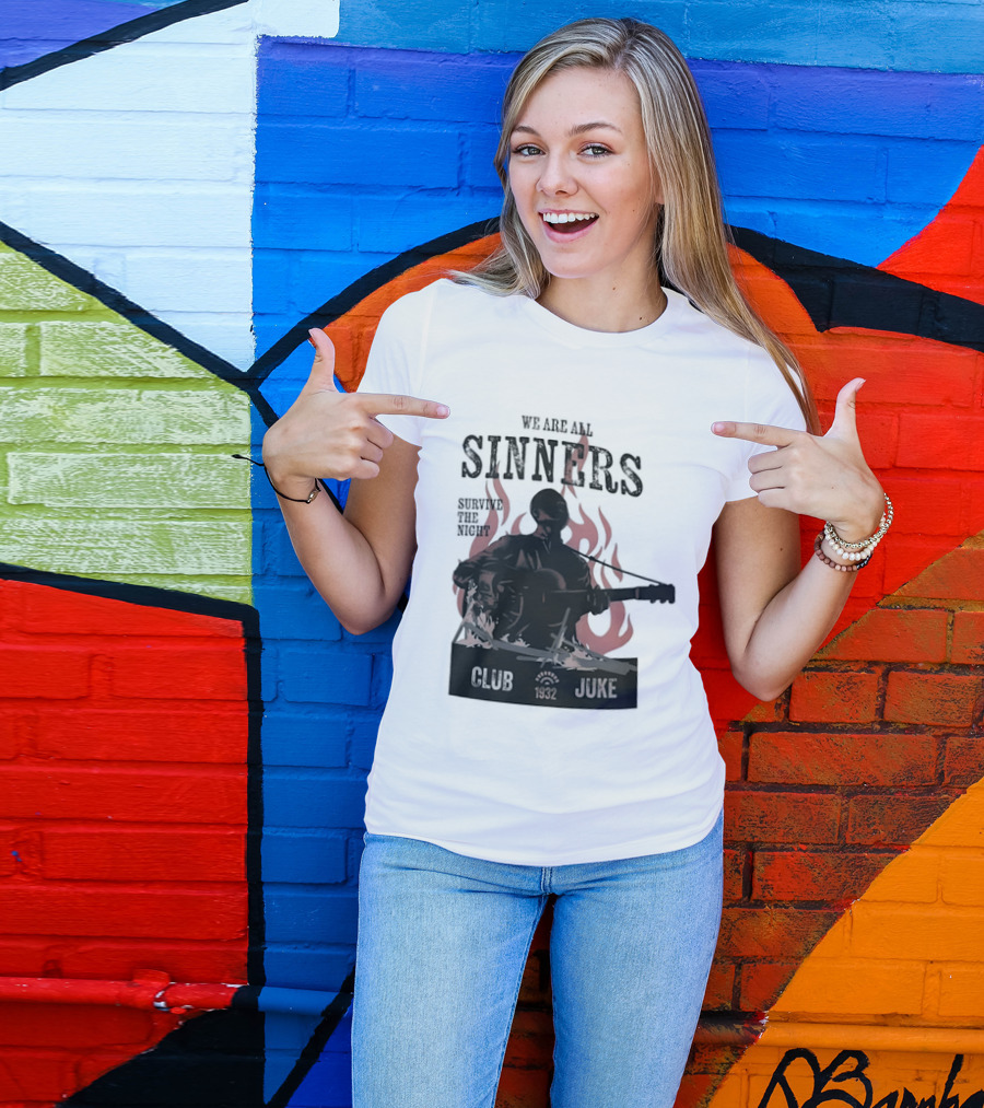 We Are All Sinners Survive The Night Club 1932 Juke Flames Guitar T-Shirt