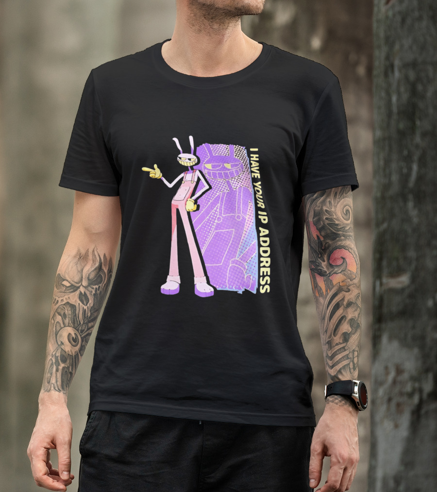 Jax I Have Your IP Address Meme Character In Overalls T-Shirt