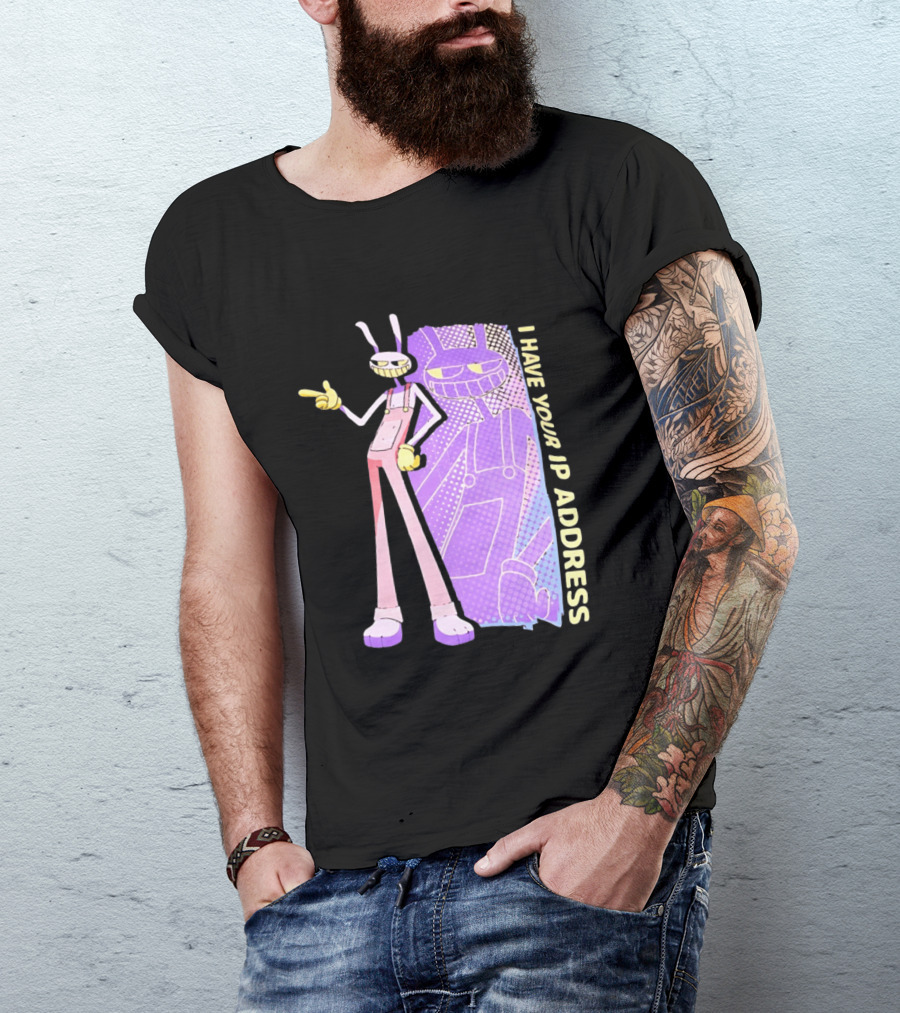Jax I Have Your IP Address Meme Character In Overalls T-Shirt
