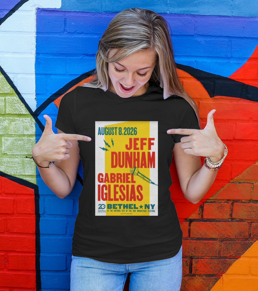 August 8 2026 Jeff Dunham Gabriel Iglesias Bethel Ny At The Historic Site Of The 1969 Woodstock Festival T-Shirt