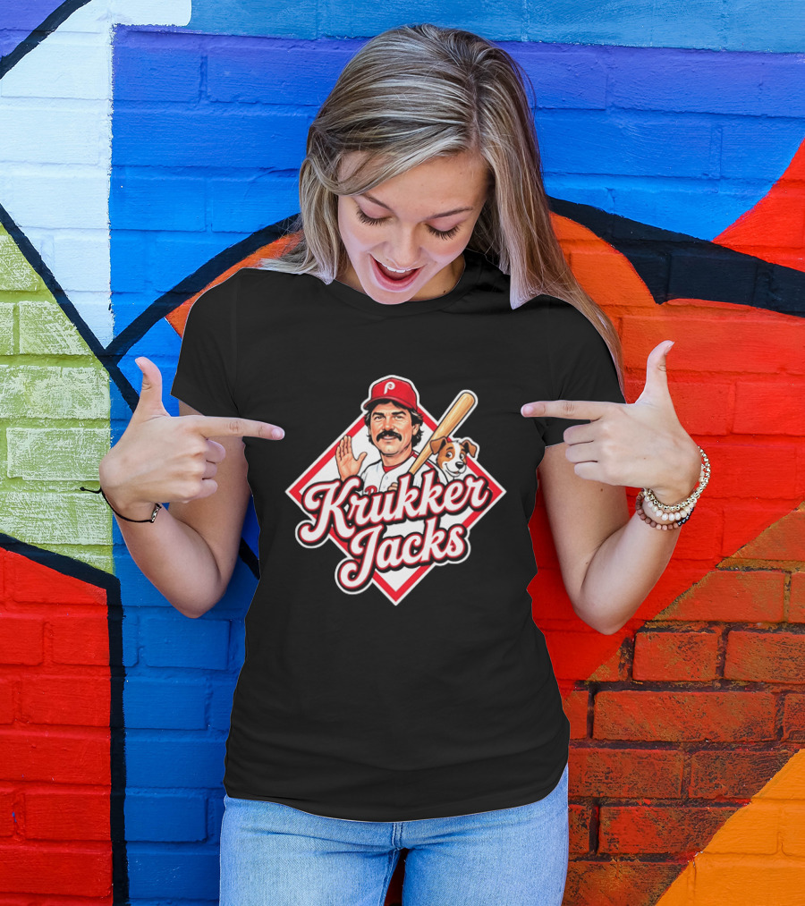Krukker Jacks Philadelphia Phillies Baseball Player With Dog T-Shirt