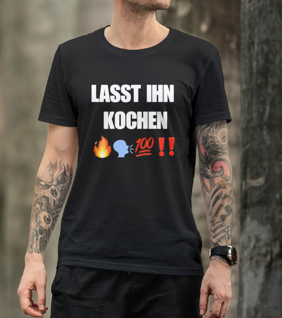 Lasst Ihn Kochen Fire Emoji Speech Bubble 100 Emoji Exclamation Points T-Shirt