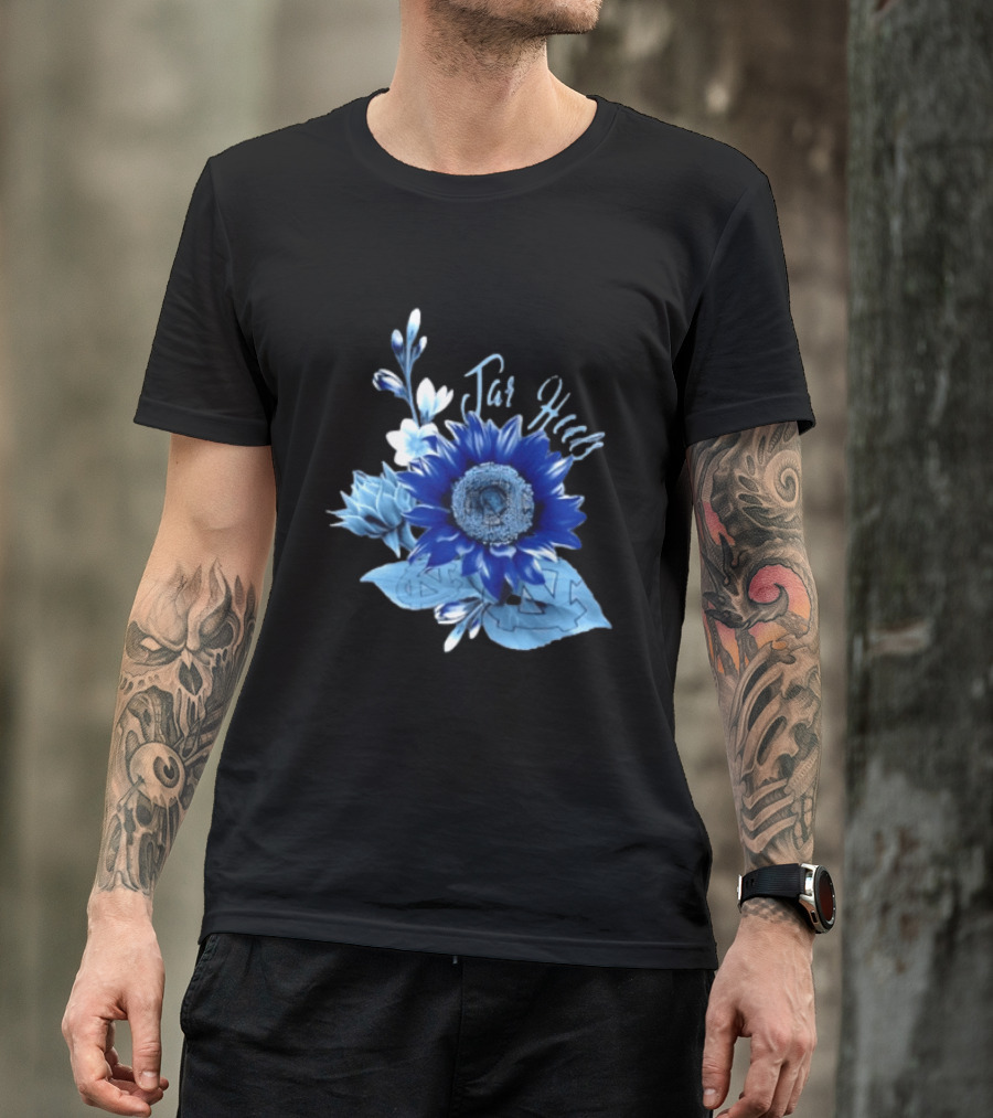 North Carolina Tar Heels Sunflower Floral Football T-Shirt