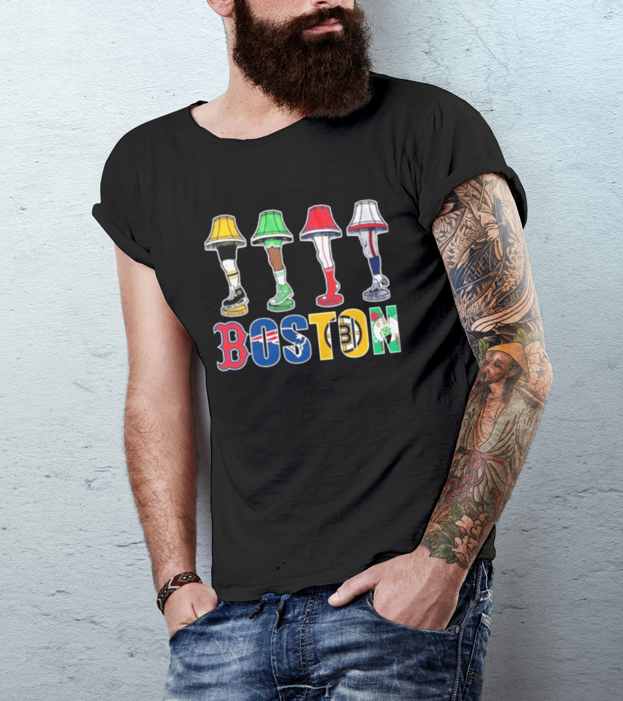 Original Boston Sports Teams Legs Lamp Parody 2025 Fenway Celtics Patriots Bruins Red Sox T-Shirt