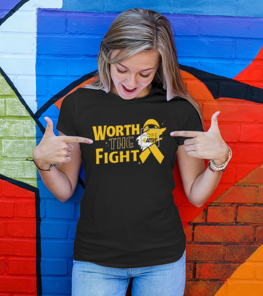 Worth The Fight Hope Yellow Ribbon 4 T-Shirt