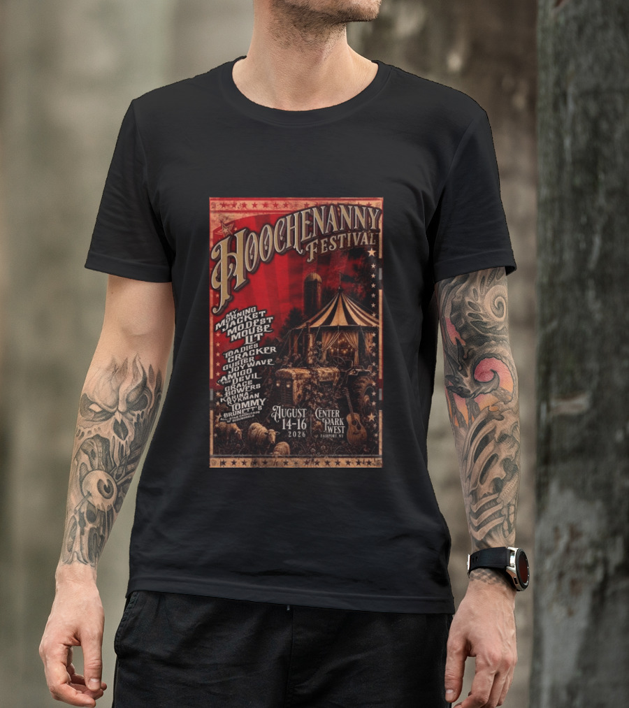 Hoochennany Festival Fairport My Morning Jacket Modest Mouse August 14 16 2026 Center Park West Lineup T-Shirt