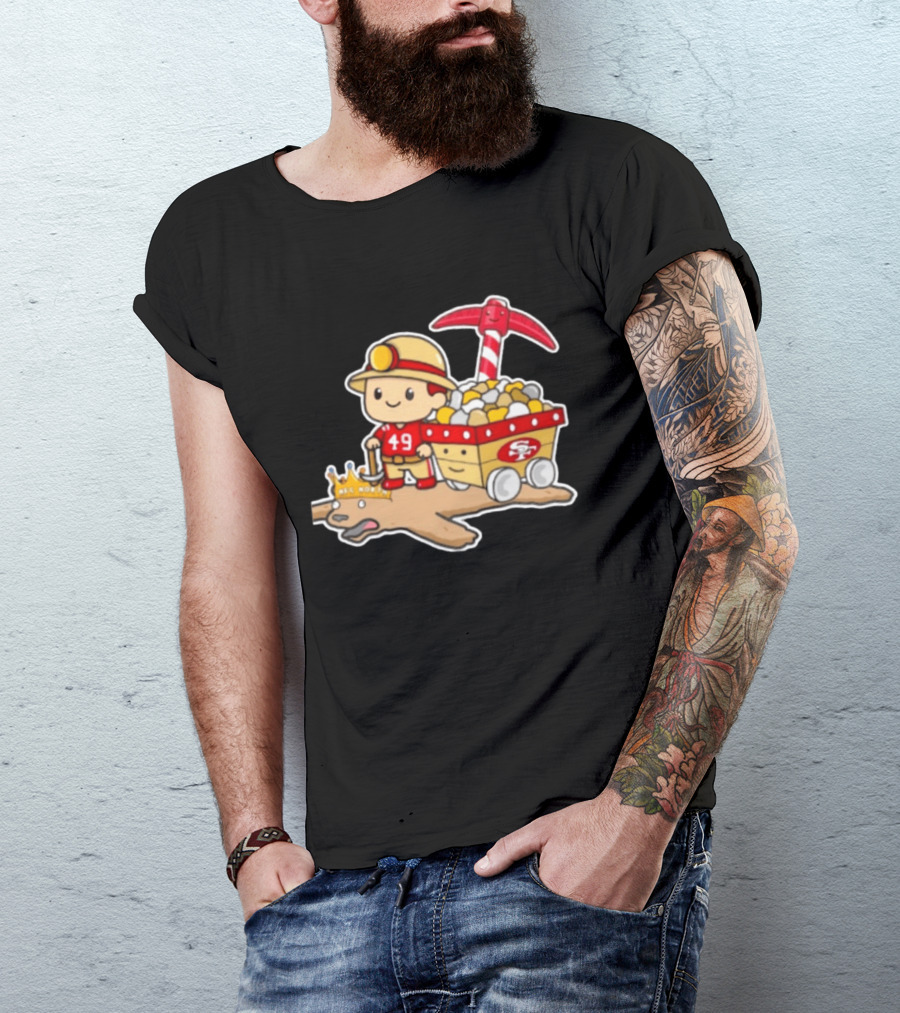 San Francisco 49ers Stop The Cardiac Bears Miner Character With Pickaxe And Cart T-Shirt