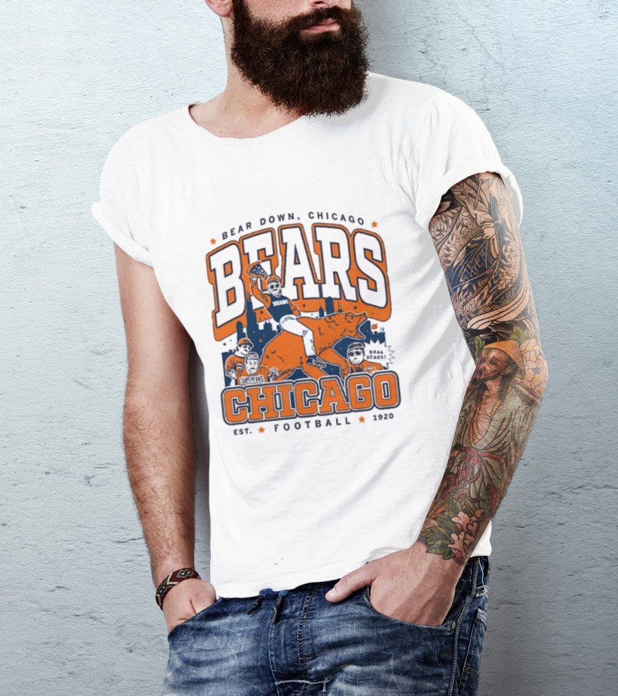 Bear Down Chicago Bears Football Est 1920 Skyline T-Shirt