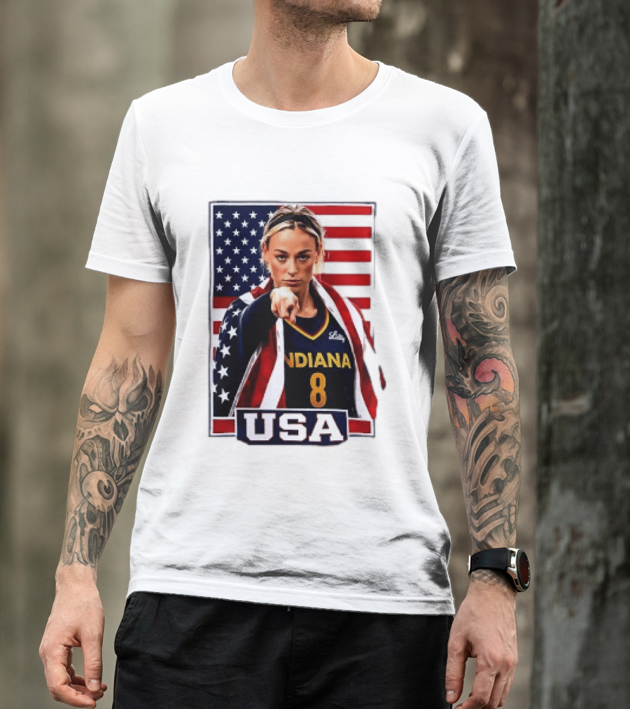 Indiana Fever WNBA Player Pointing American Flag USA Basketball Sports T-Shirt