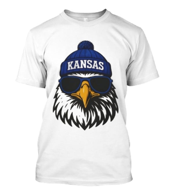 Kansas Jayhawks Jayhawk Hat Glasses Kansas Beanie T-Shirt