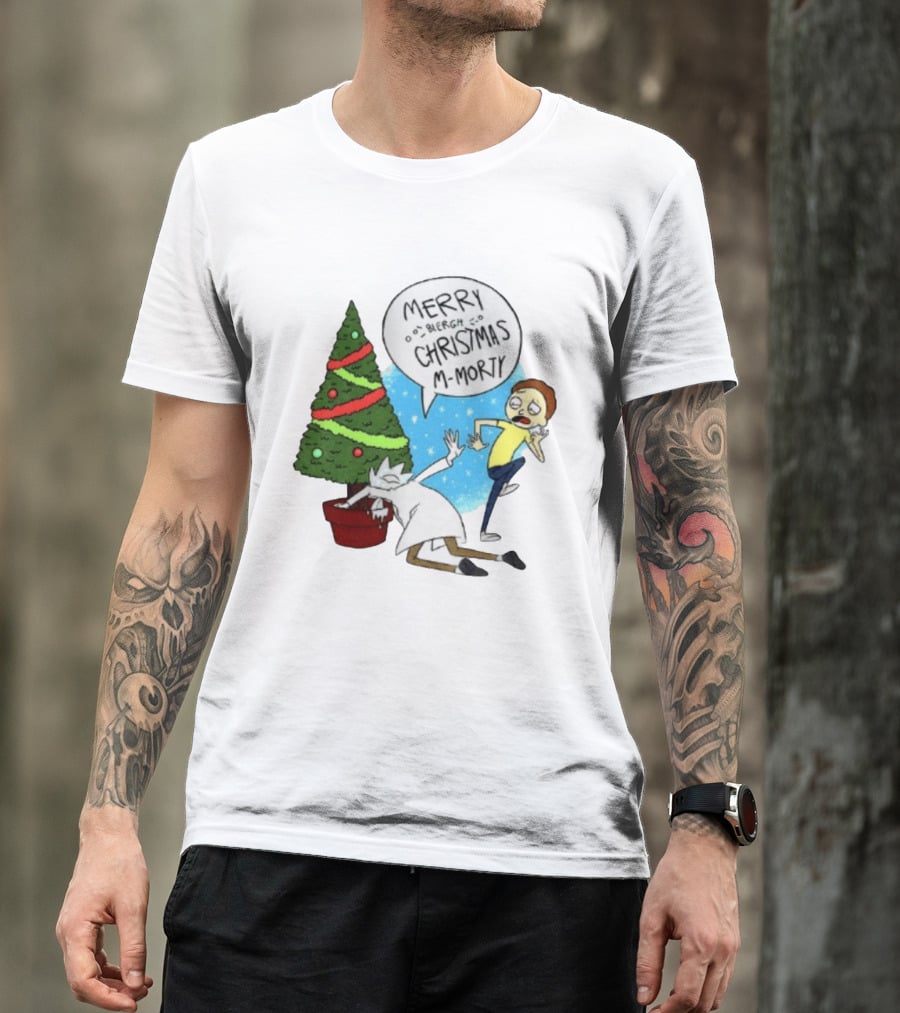 Merry Blergh Christmas M Morty Drunk Ricks Greeting Rick And Morty T-Shirt