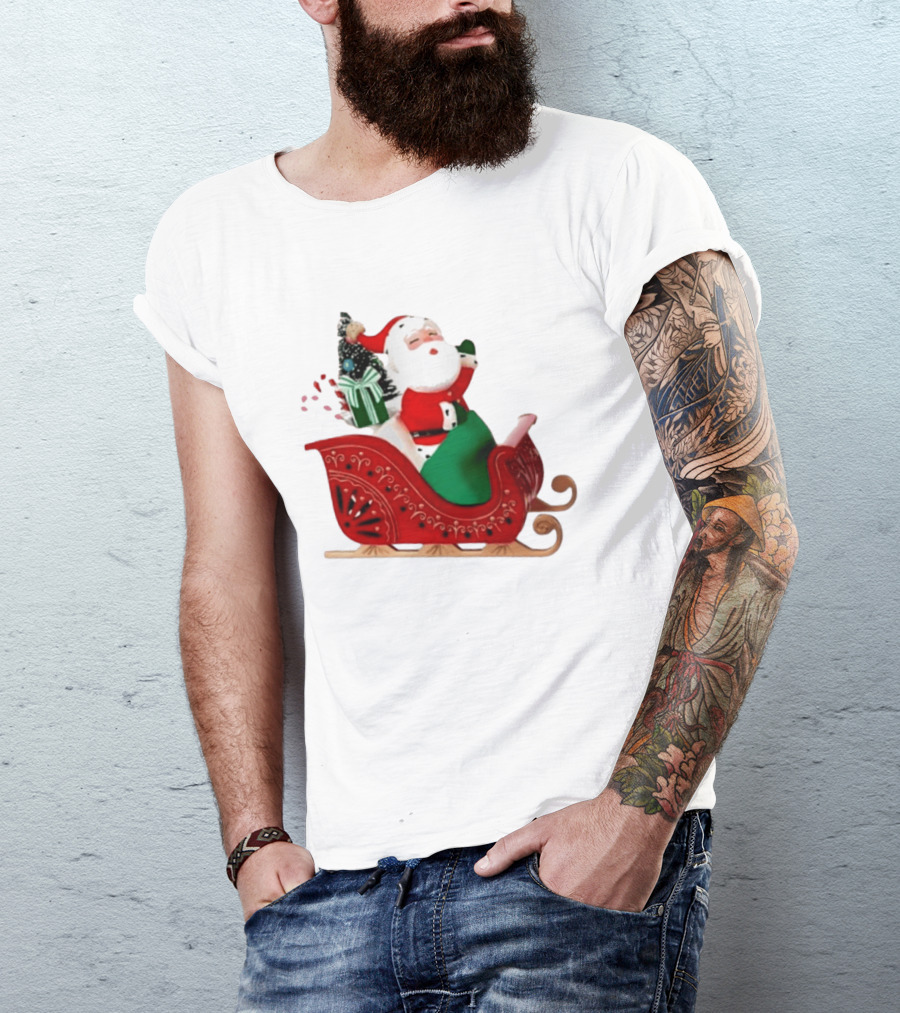 Santa Showtoppers Mini Tree Hallmark White Sleigh Christmas Scene T-Shirt