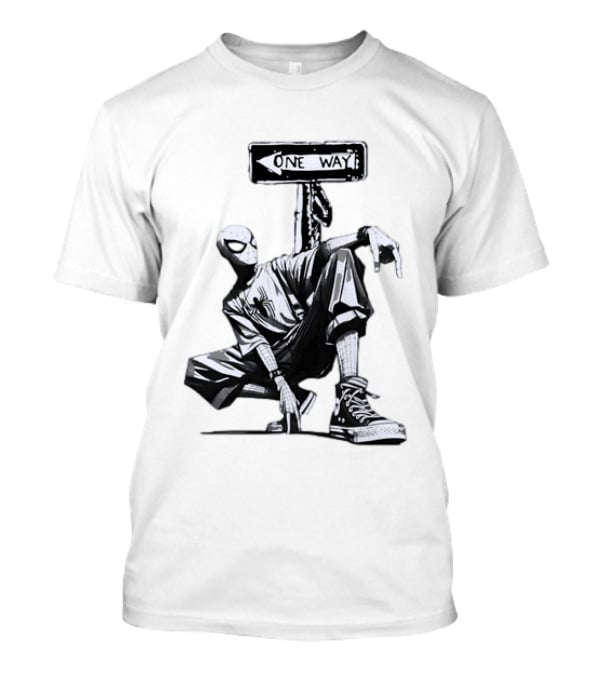 Spider Man One Way Street Pose Marvel Super Hero Converse Sneakers T-Shirt