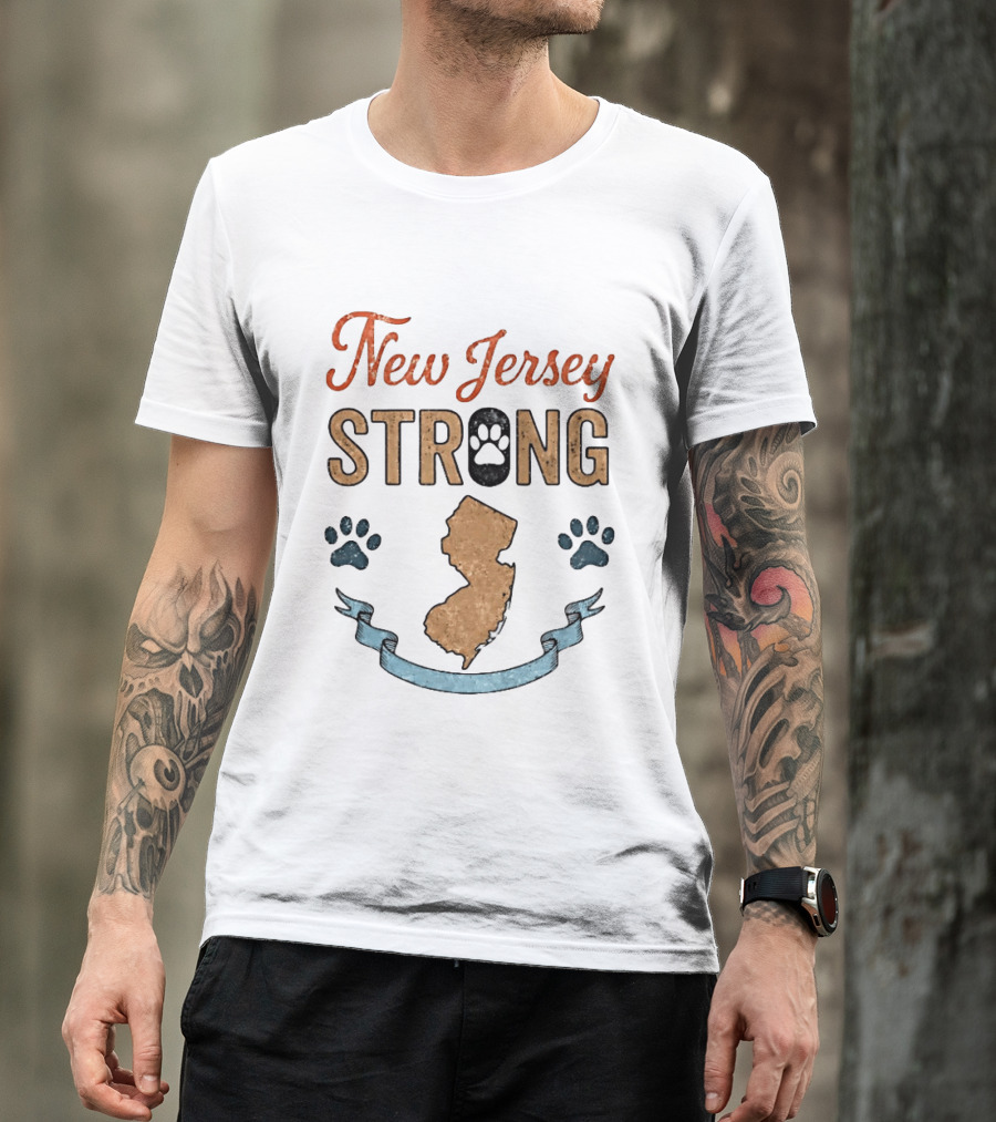 New Jersey Strong Standwithoscar Paw Print State Pride T-Shirt
