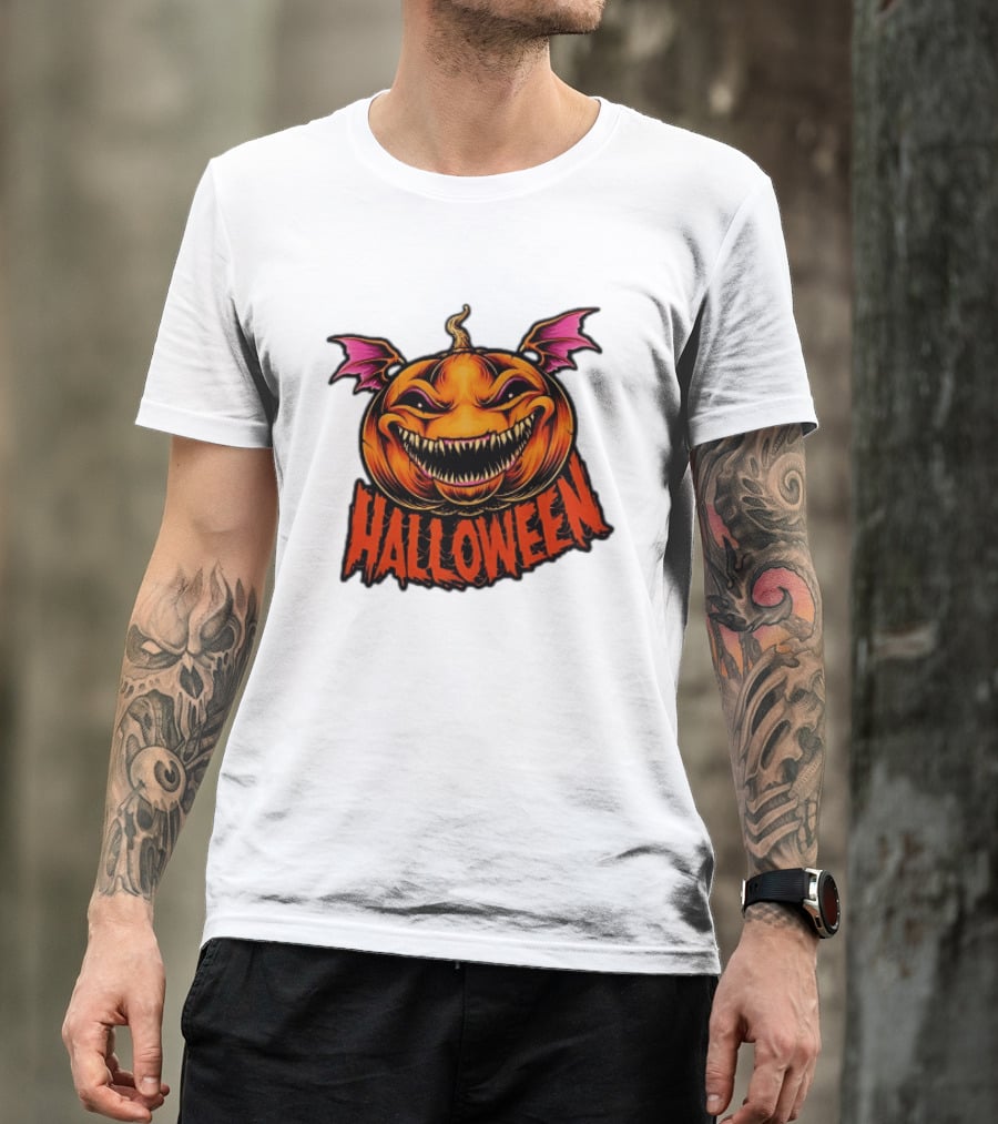 Halloween Bat Winged Jack O' Lantern Pumpkin T-Shirt