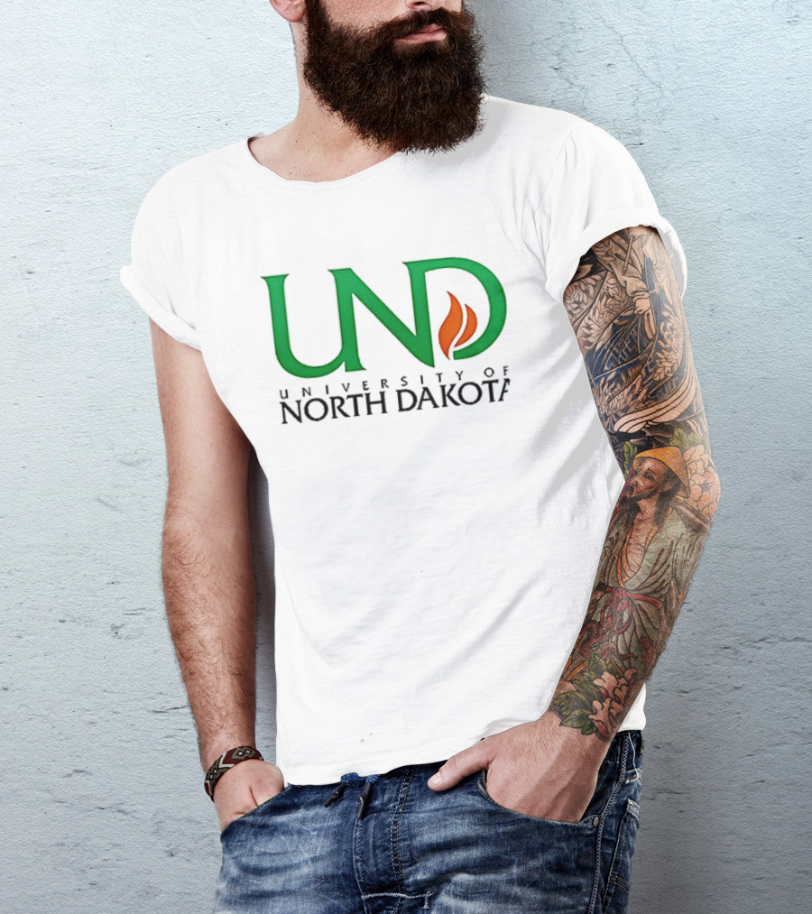 North Dakota Fighting Hawks Patriot USA Flag Charlie Kirk T-Shirt