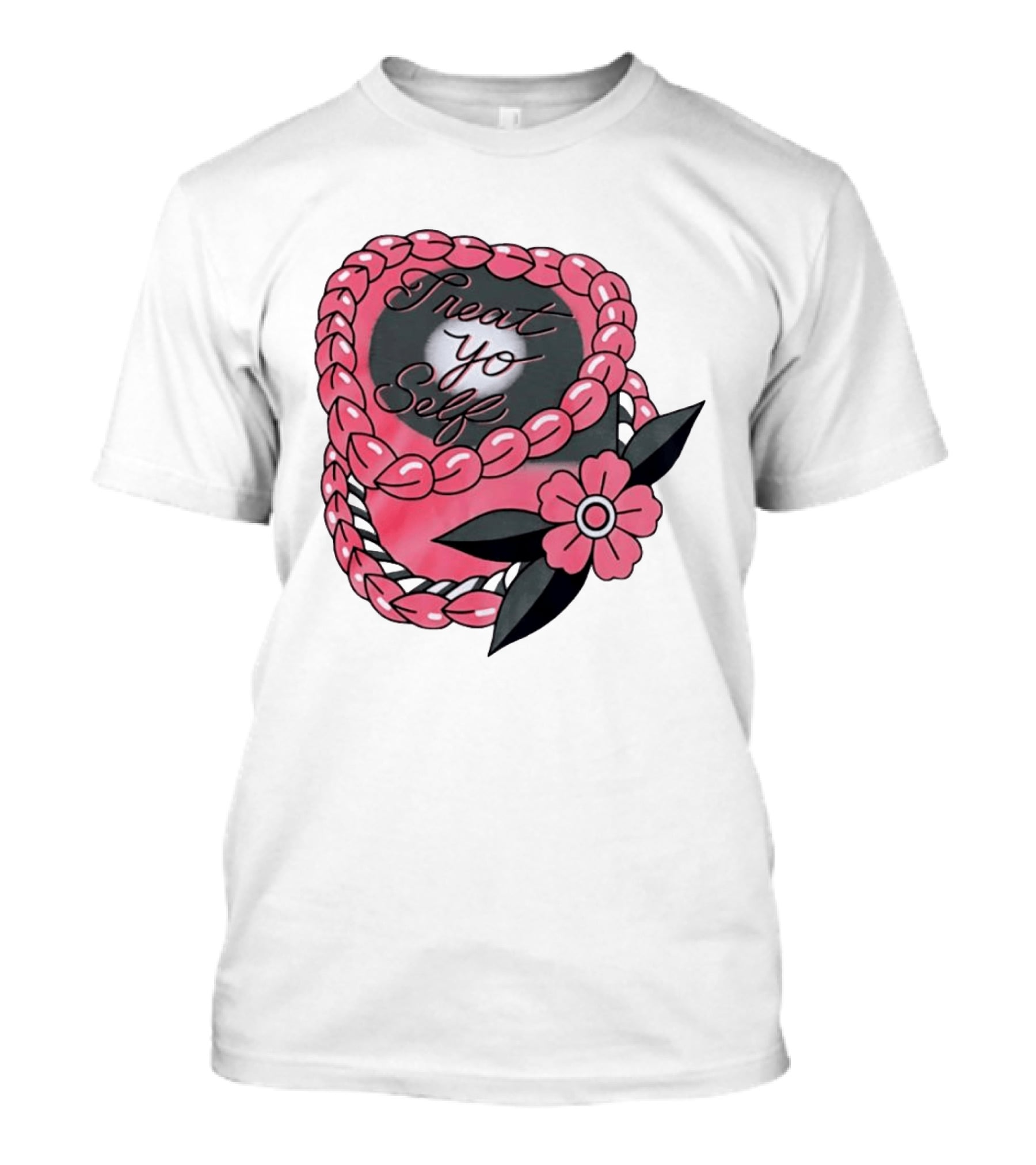 Treat Yo Self Floral Lei Parks And Recreation Pink Flower T-Shirt