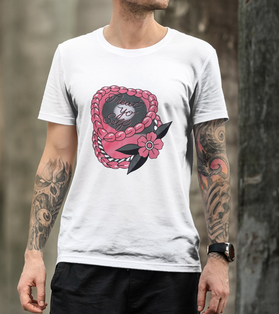Treat Yo Self Floral Lei Parks And Recreation Pink Flower T-Shirt