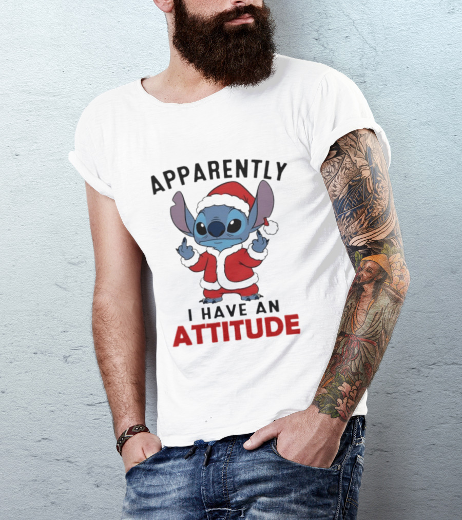 Original Stitch Santa Attitude Apparently I Have An Attitude T-Shirt
