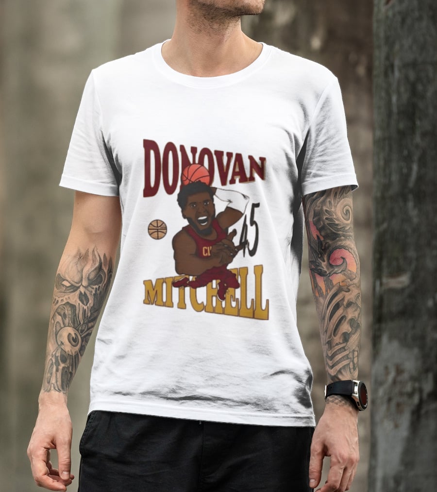 Donovan Mitchell Cleveland Cavaliers Basketball Number 45 Dunking T-Shirt
