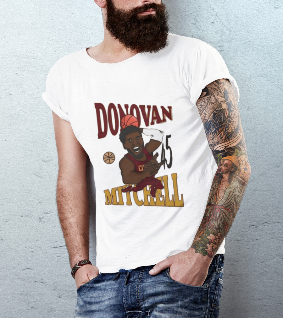 Donovan Mitchell Cleveland Cavaliers Basketball Number 45 Dunking T-Shirt