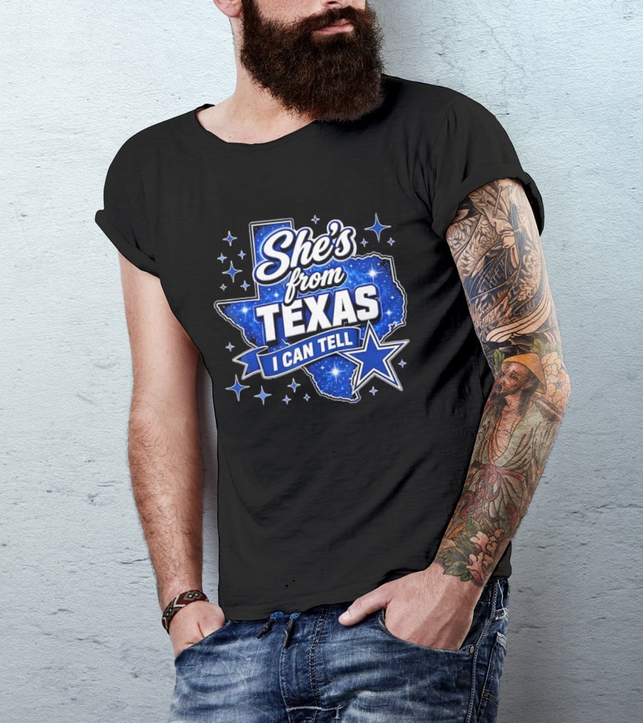 She's From Texas I Can Tell Star Blue Texas T-Shirt