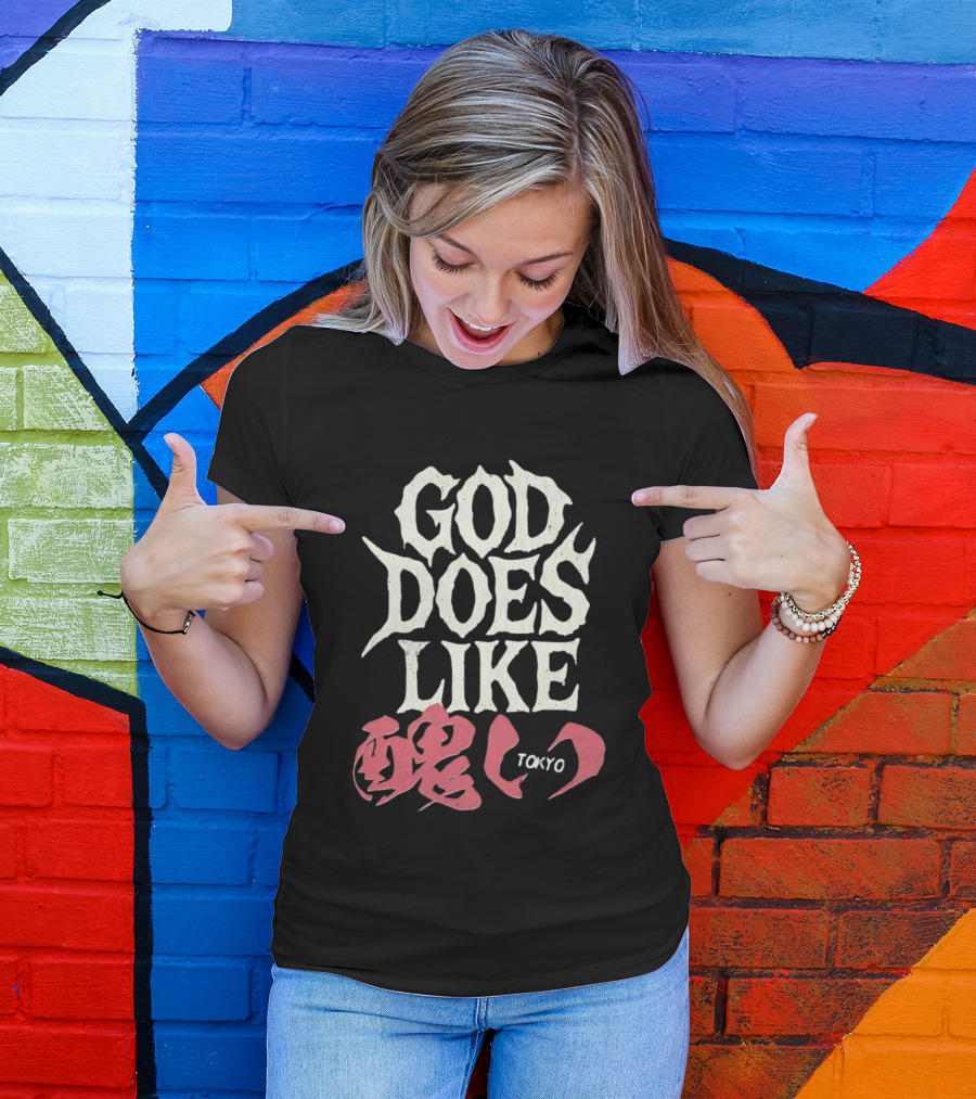 God Does Like Tokyo Japanese Kanji Soul Distressed T-Shirt