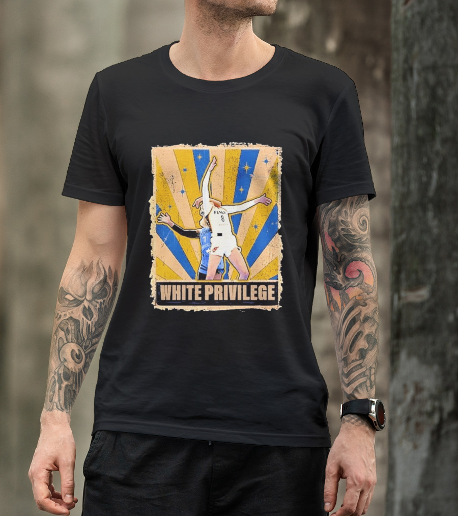 White Privilege Basketball Collision Moment Blue Yellow Starburst T-Shirt