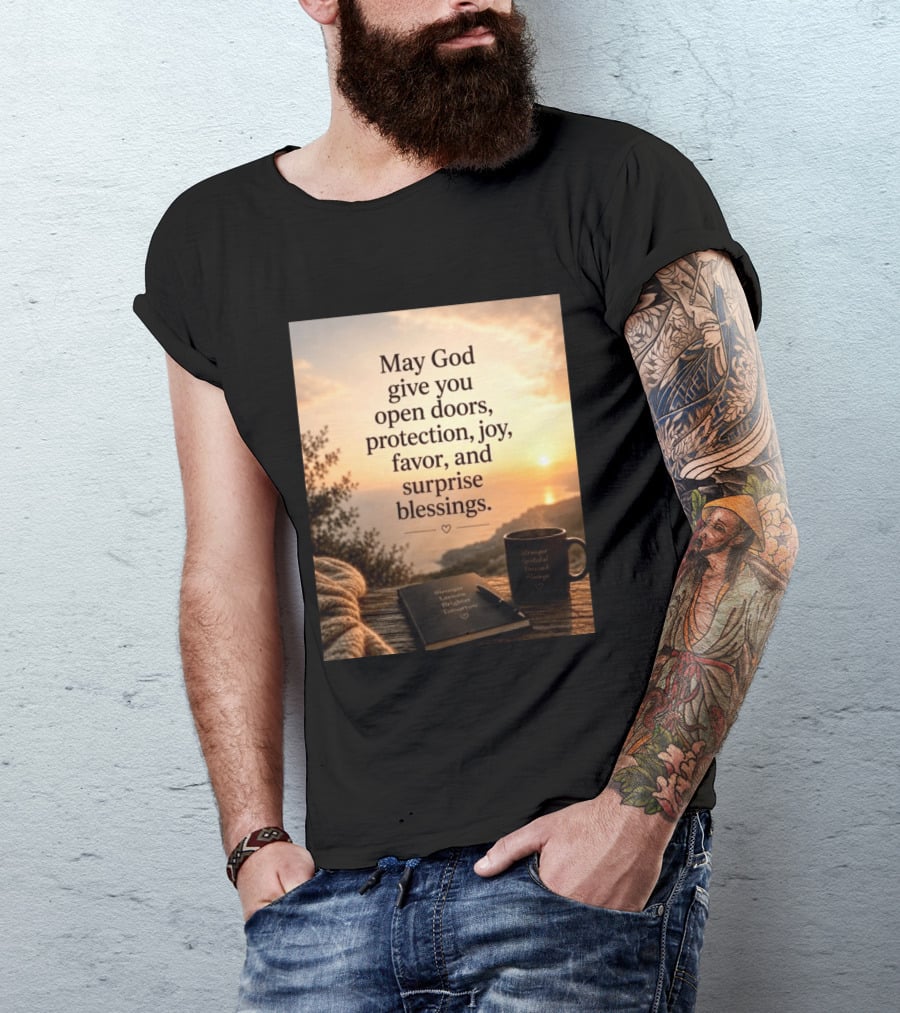 May God Give You Open Doors Protection Joy Favor Surprise Blessings Inspirational Message T-Shirt