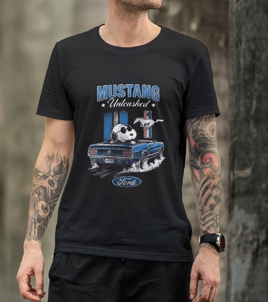 Peanuts Snoopy Mustang Unleashed Ford Collaboration T-Shirt