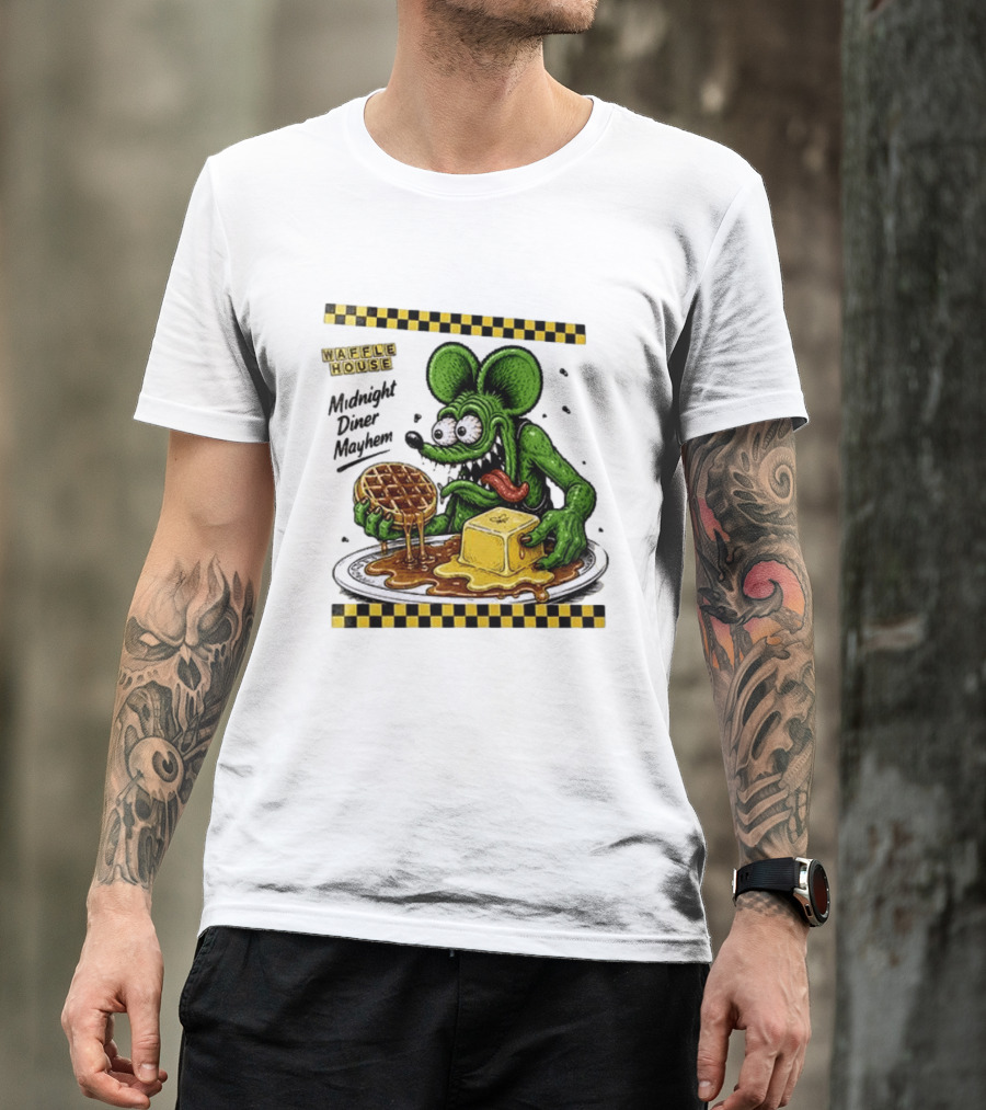 Rat Fink Waffle House Midnight Diner Mayhem Stay Golden T-Shirt