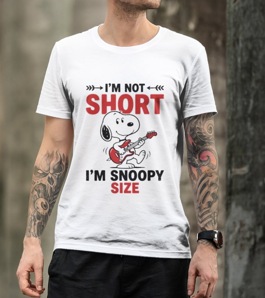 Snoopy Beagle Cartoon I'm Not Short I'm Snoopy Size Guitar Music T-Shirt