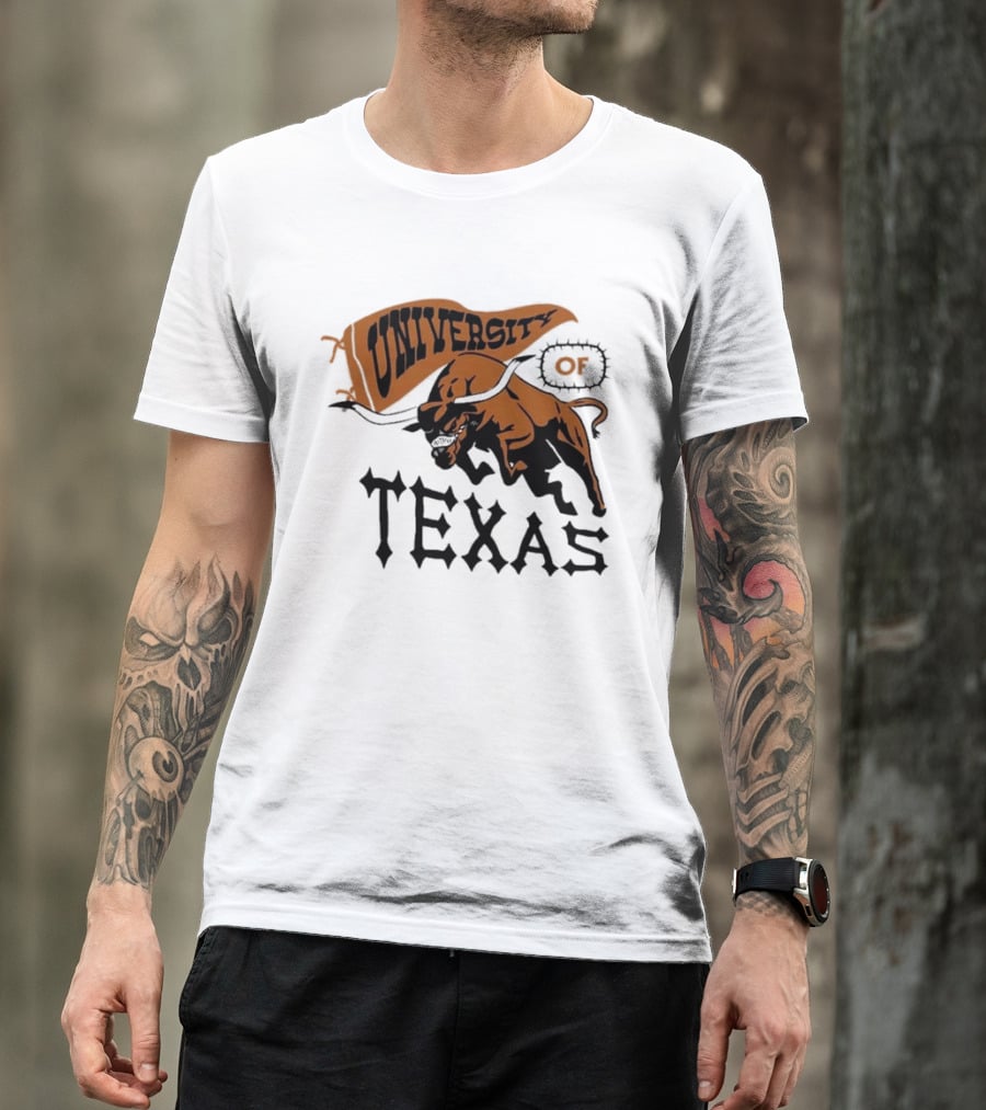 University Of Texas Longhorns Bull Mascot Banner T-Shirt