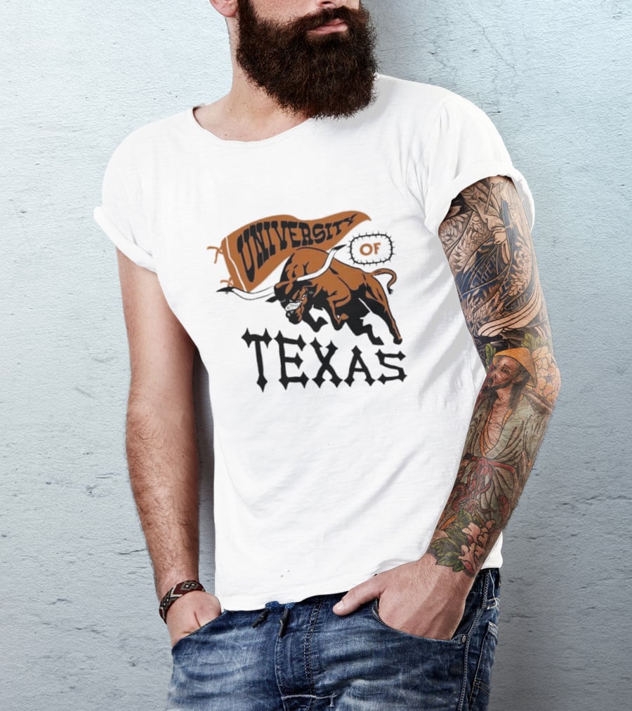 University Of Texas Longhorns Bull Mascot Banner T-Shirt