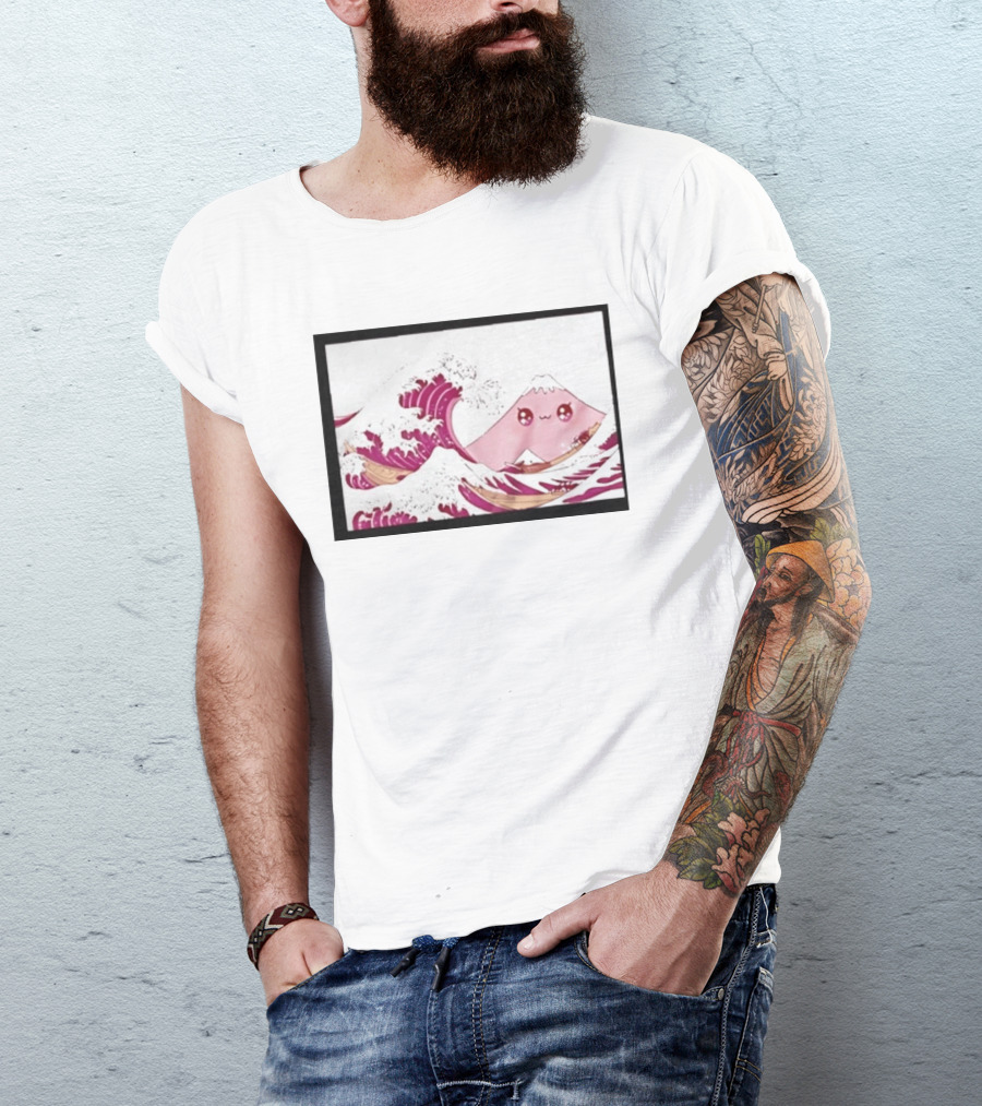 Kawaii Great Wave Pink Mountain Anime T-Shirt