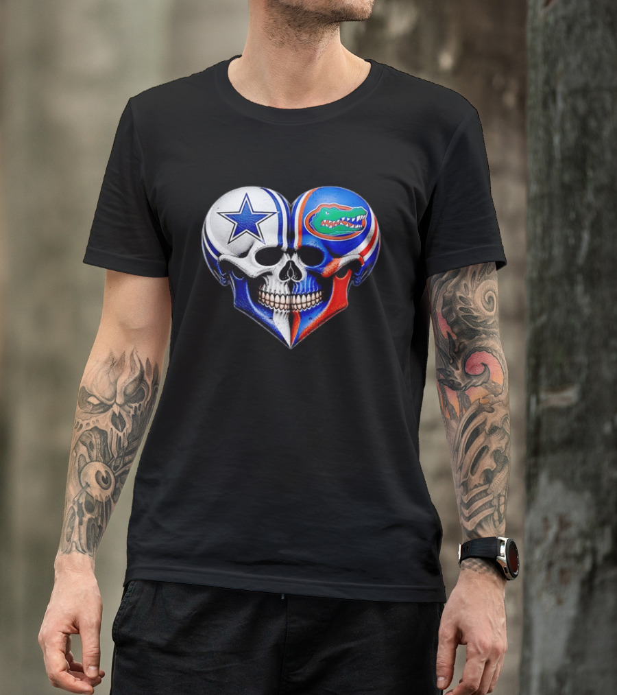 Dallas Cowboys Florida Gators Heart Skull T-Shirt