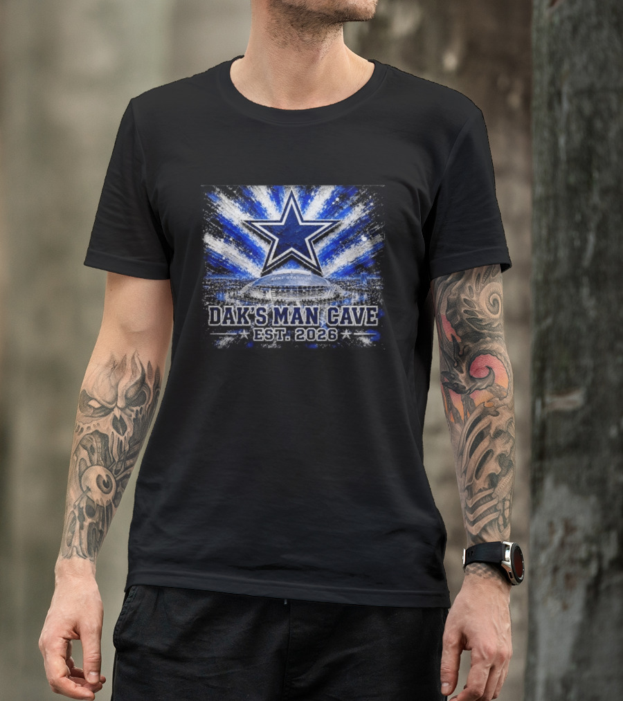 Dallas Cowboys AT&T Stadium Dak's Man Cave Established 2026 Starburst T-Shirt
