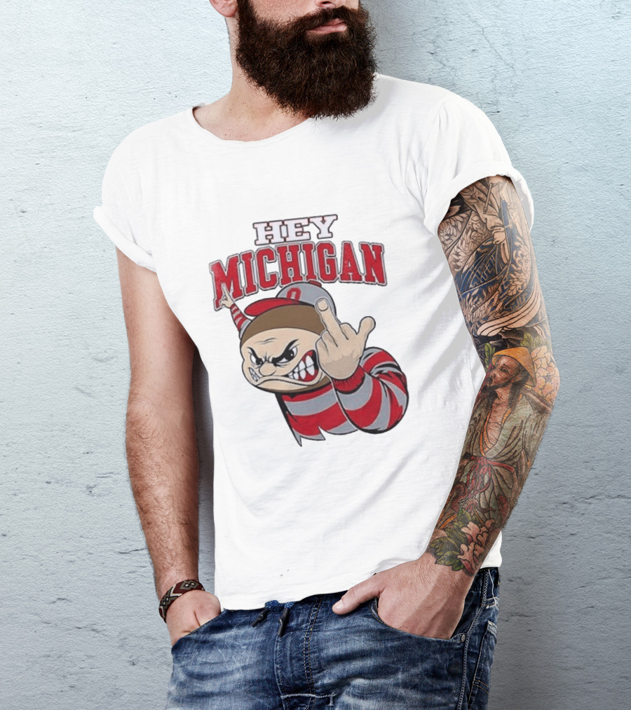 Ohio State Buckeyes Hey Michigan Middle Finger T-Shirt
