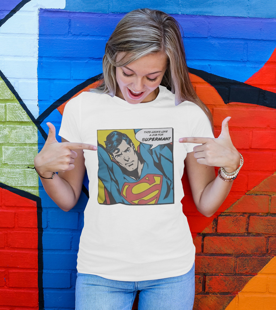 This Looks Like A Job For Superman Comic Panel Classic Superman Heroic Pose T-Shirt