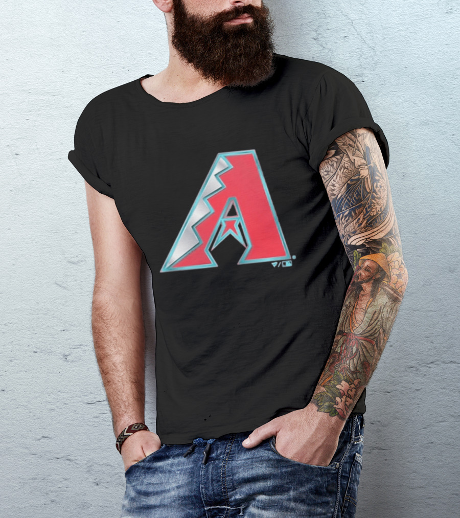 Arizona Diamondbacks Women's Metallic A Logo Red And Silver T-Shirt
