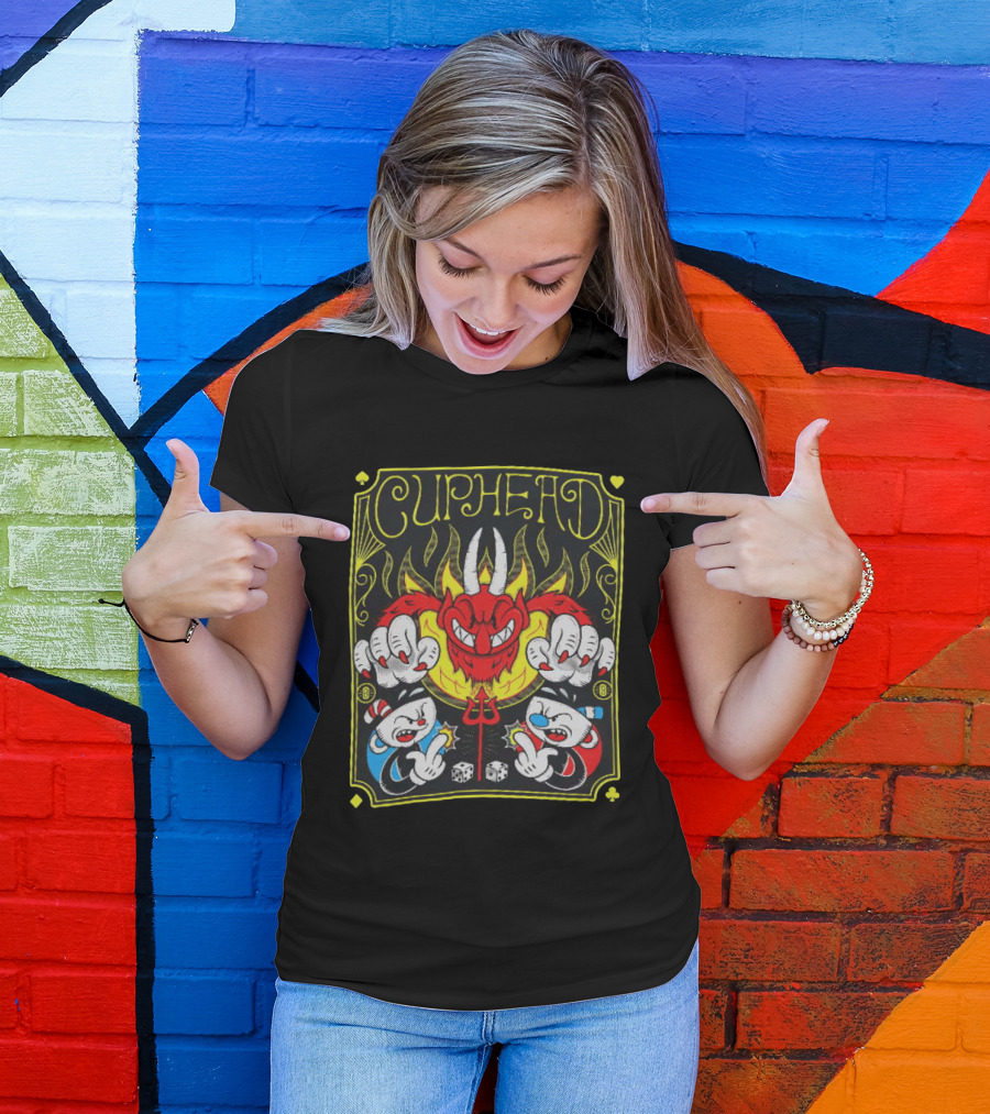 Cuphead Chogrin Devil Flames Dice Devil Characters T-Shirt
