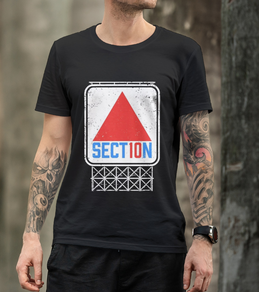 Section 10 Distressed Red Triangle Sign Retro Look S10 T-Shirt