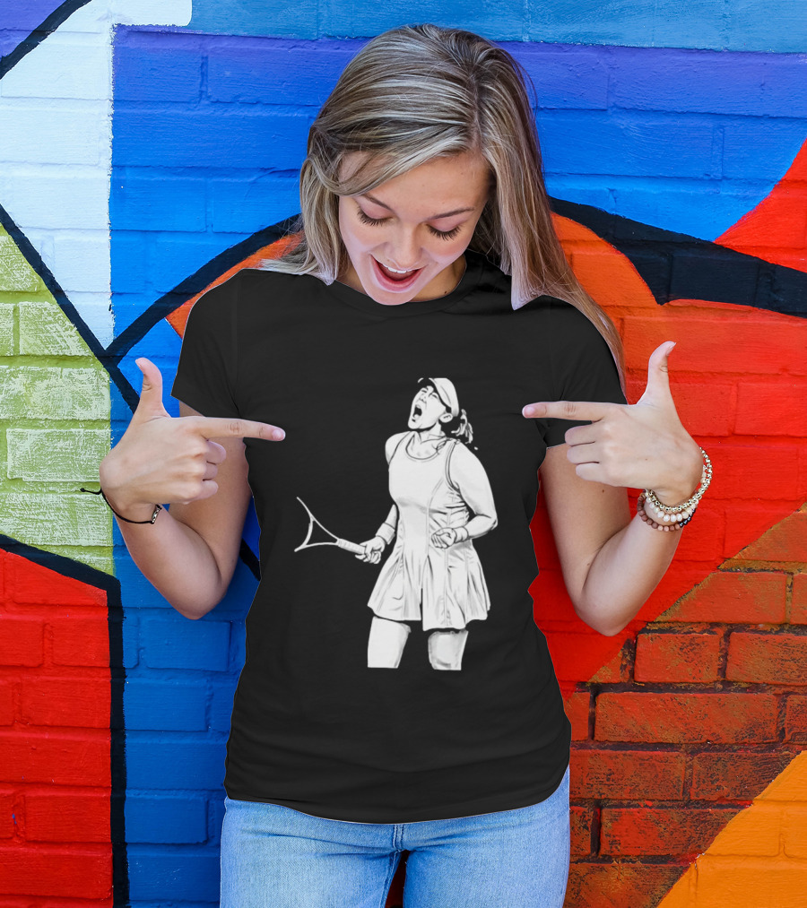 Tennis Player Celebrating Victory Power Grit Determination Black T-Shirt